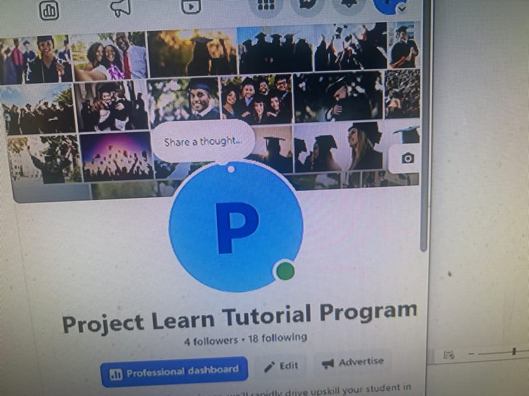 Earlier Project Learn Tutorial Program page image with a graduation photo collage